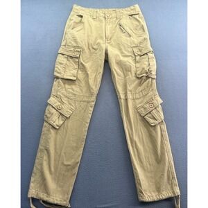 Must Way Pants Mens Sz 32x32 Khaki Cargo Relaxed Fit Multi Pocket Utility